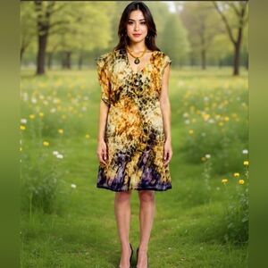 US12🍀Oltre Asymetric Silky Elegant Tie-Dye Midi Dress + Colier Gift
